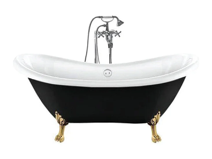 Vasca da bagno freestanding stile classico con piedini DARLINGTON nera 175 cm Piedini di leone Dorati