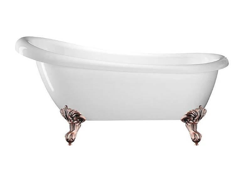 Baignoire sur pieds rétro RICHMOND Blanche 171 cm Pieds d'Aigle Cuivre rouge vieilli