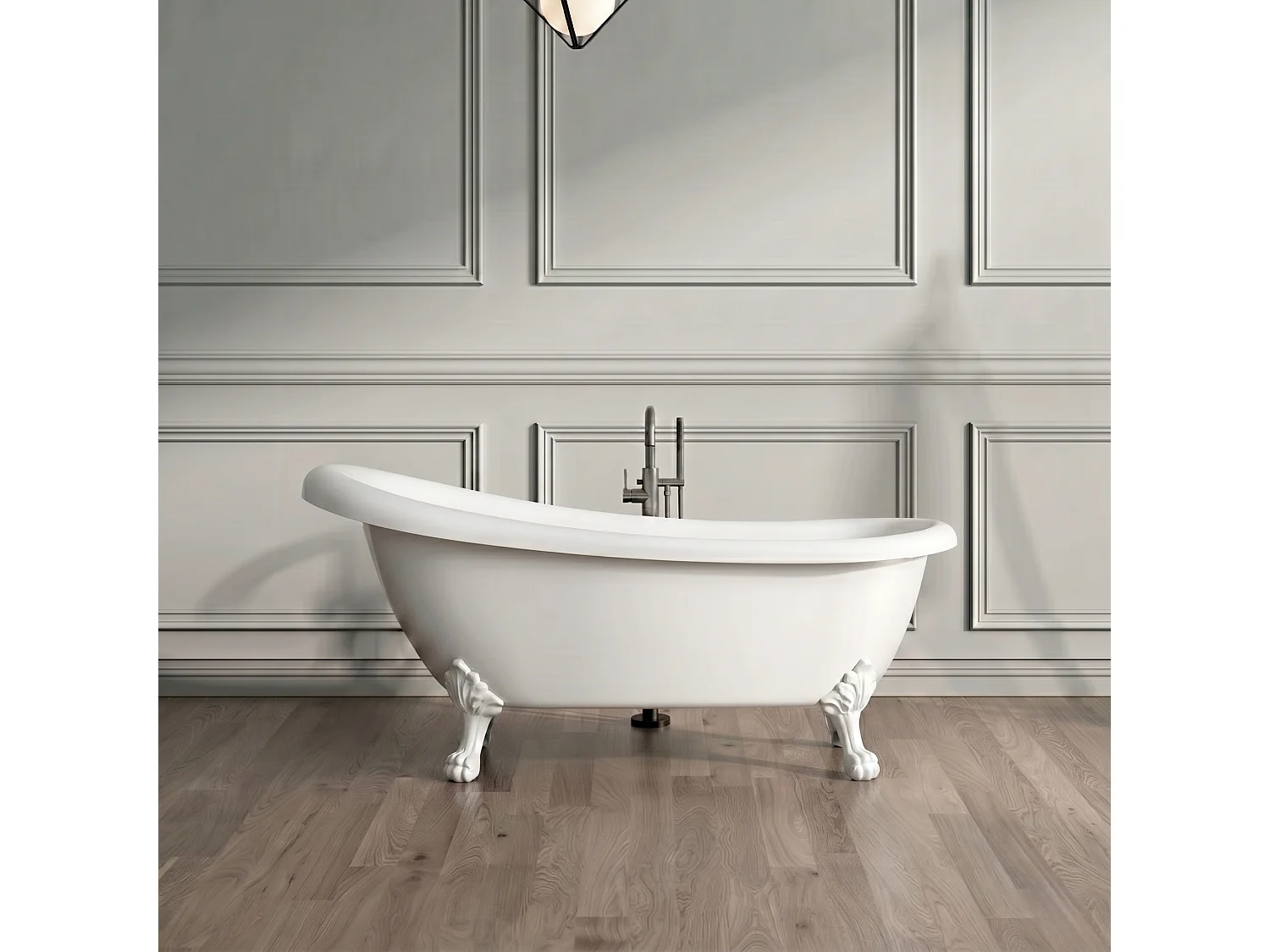 Freistehende Badewanne mit Füßen RICHMOND Löwenfüße WEISS 171 cm