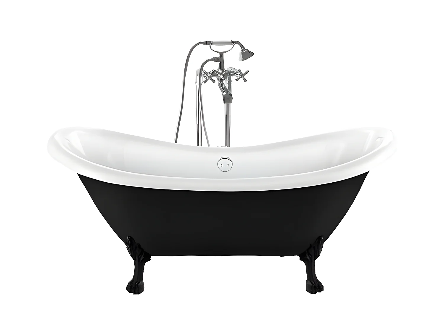 Baignoire ancienne rétro sur pieds DARLINGTON Noire 175 cm Pieds de Lion Noirs