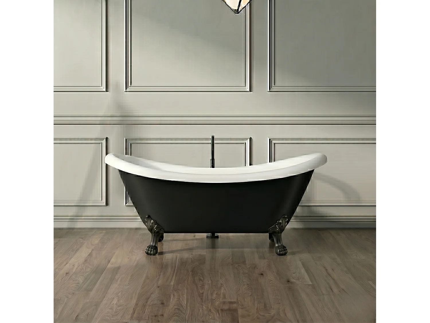 Vasca da bagno freestanding stile classico con piedini DARLINGTON nera 175 cm Piedini di leone Neri