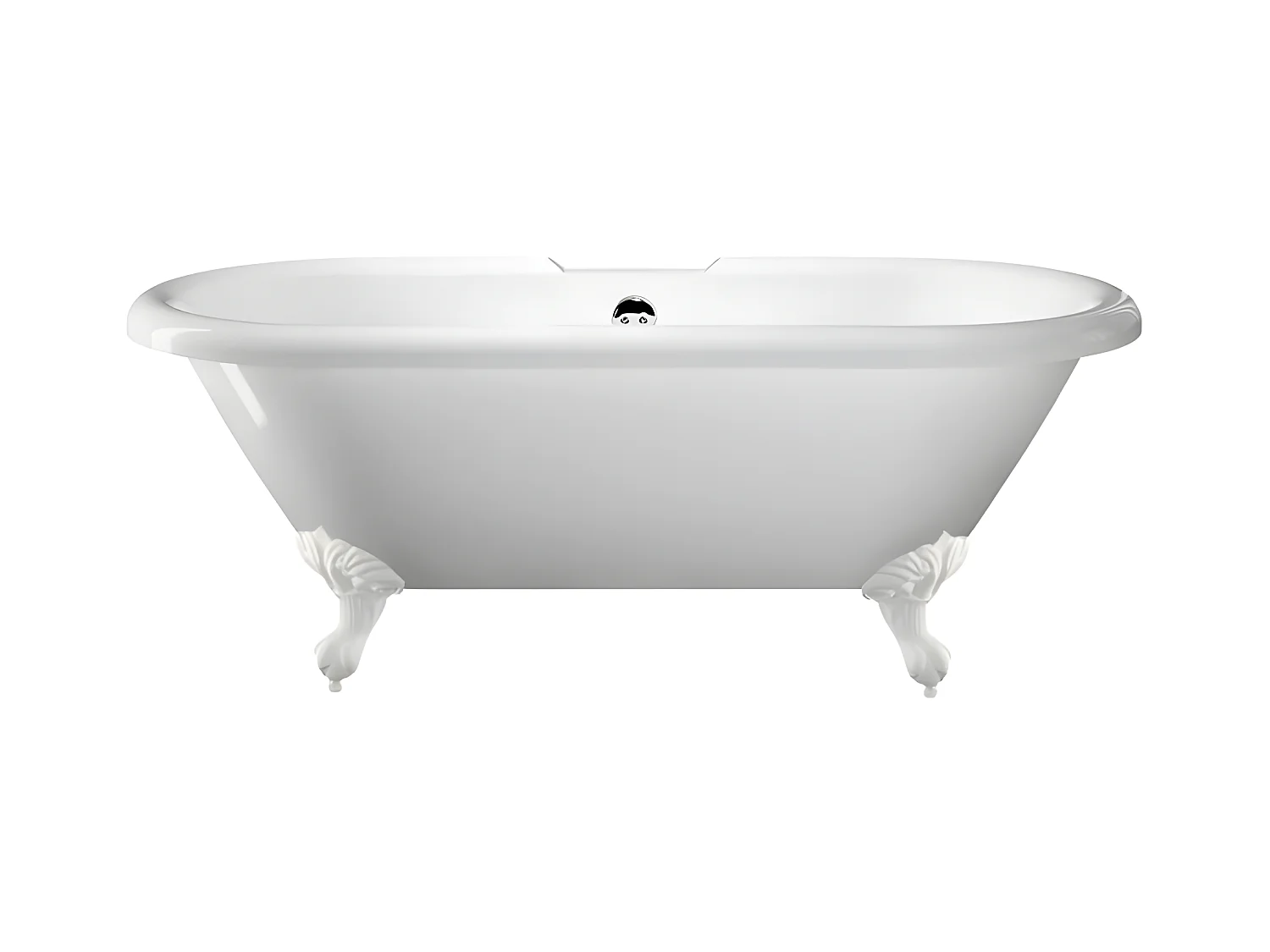 Baignoire ancienne rétro sur pieds CHELSEA Blanche 154 cm Pieds d'Aigle Bronze jaune vieilli