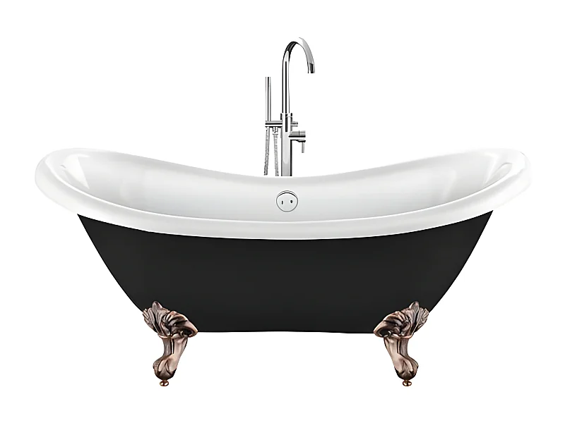Vasca da bagno freestanding stile classico con piedini DARLINGTON nera 175 cm Piedini di aquila Rame