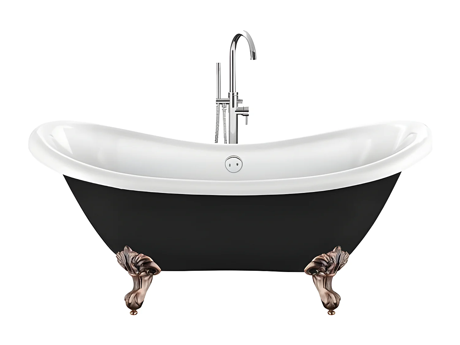 Vasca da bagno freestanding stile classico con piedini DARLINGTON nera 175 cm Piedini di aquila Rame