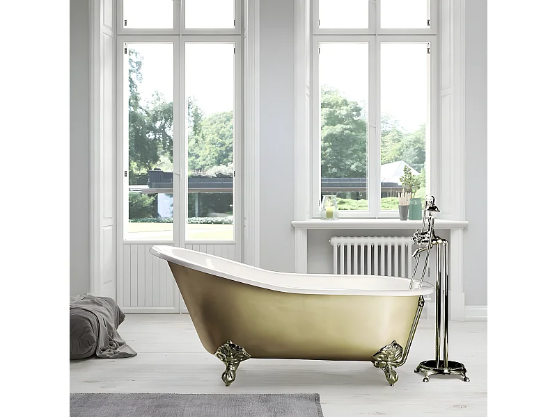 Freistehende Gusseisen Badewanne ASHFORD GOLD 156 cm