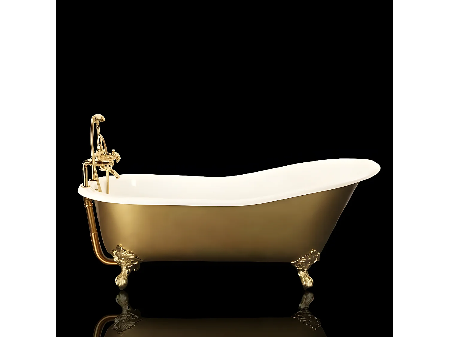 Freistehende Gusseisen Badewanne ASHFORD GOLD 156 cm