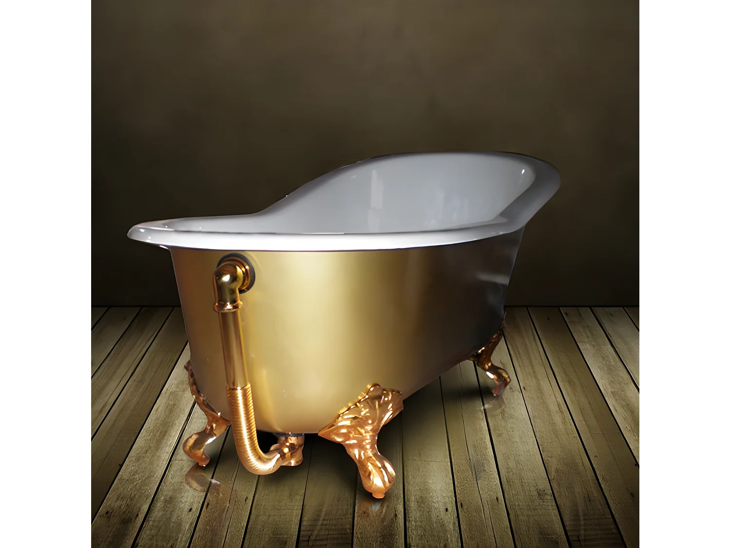 Freistehende Gusseisen Badewanne ASHFORD GOLD 156 cm