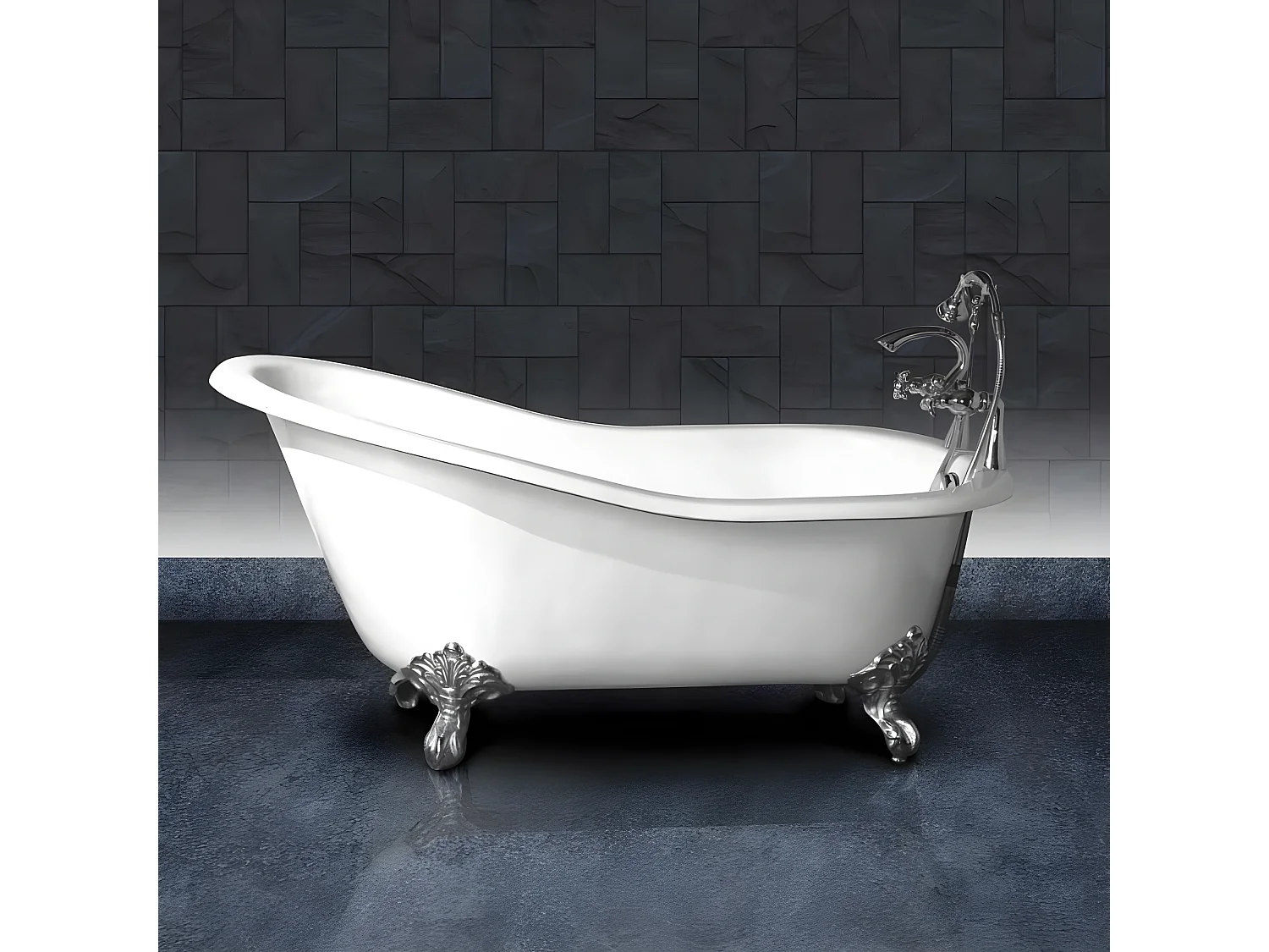 Freistehende Gusseisen Badewanne ASHFORD GOLD 156 cm