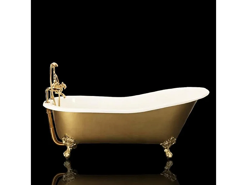 Freistehende Gusseisen Badewanne ASHFORD gold 156 cm