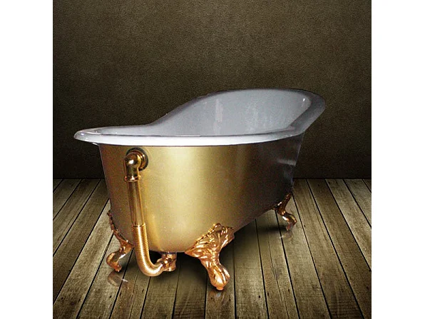 Freistehende Gusseisen Badewanne ASHFORD gold 156 cm
