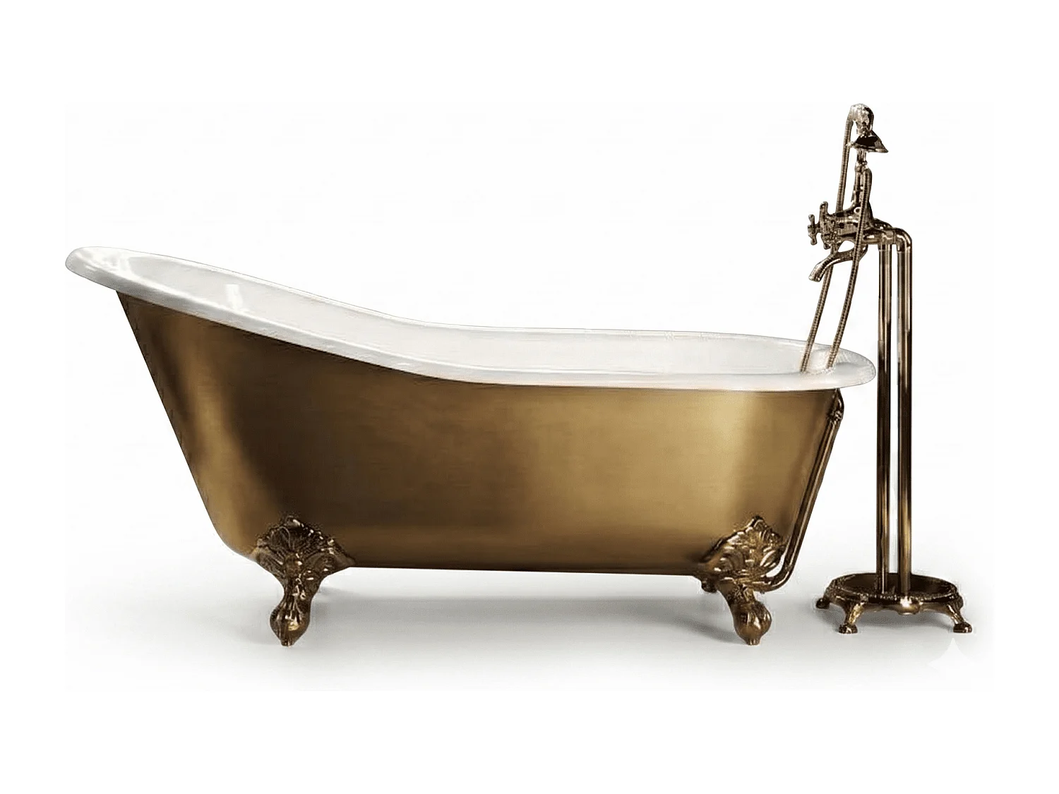 Freistehende Gusseisen Badewanne ASHFORD gold 156 cm