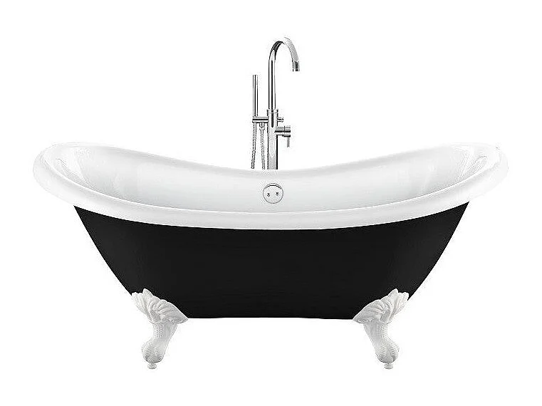 Freistehende Badewanne mit Füßen DARLINGTON SCHWARZ Adlerfüße WEISS 175 cm