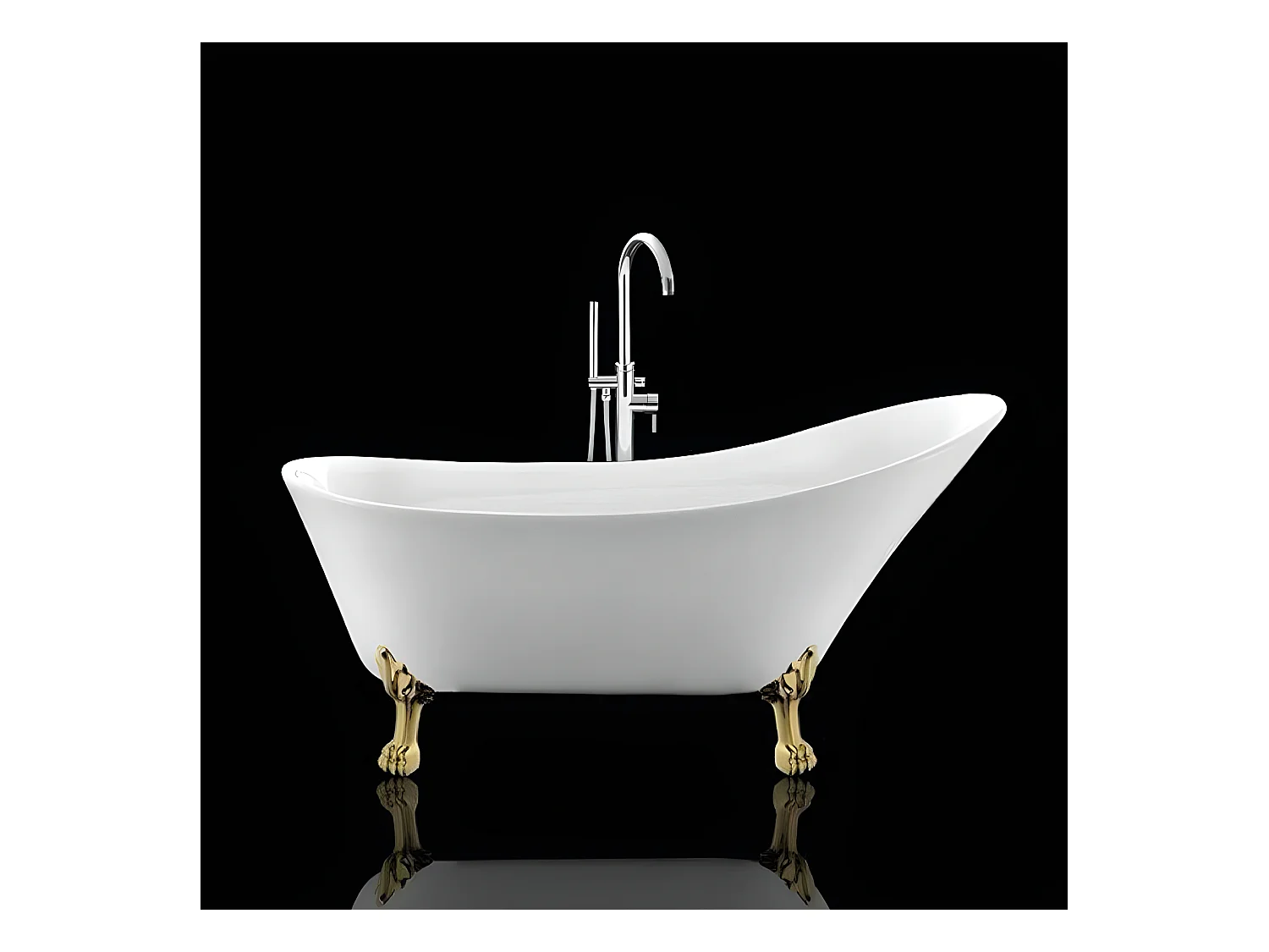 Freistehende Badewanne mit Füßen BALMAIN Löwenfüße GOLD 161 cm