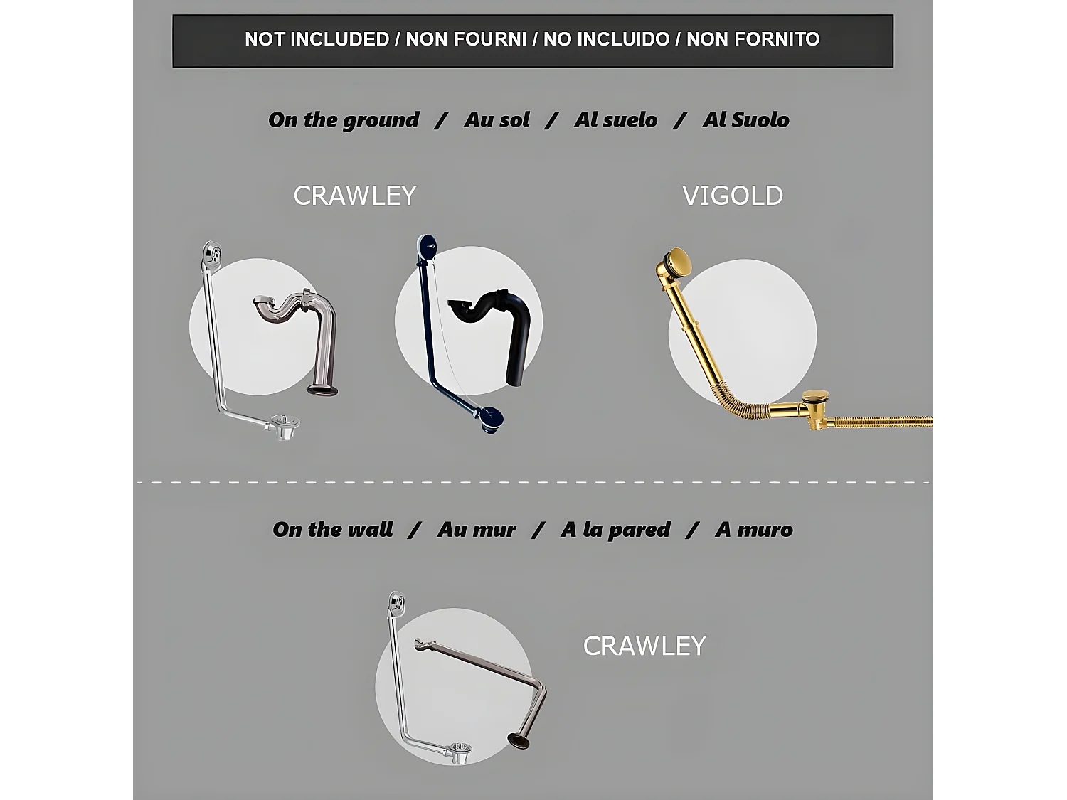 Freistehende Badewanne mit Füßen BALMAIN Löwenfüße GOLD 161 cm