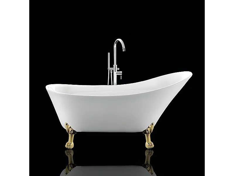 Freistehende Badewanne mit Füßen BALMAIN Löwenfüße GOLD 161 cm