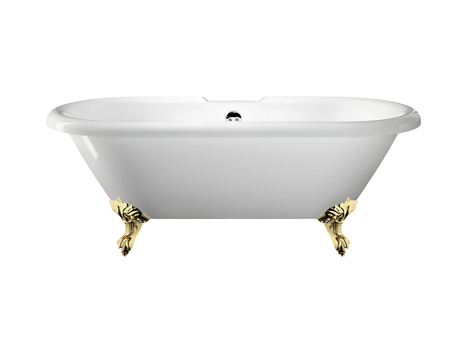 Freistehende Badewanne mit Füßen CHELSEA Adlerfüße GOLD 154 cm
