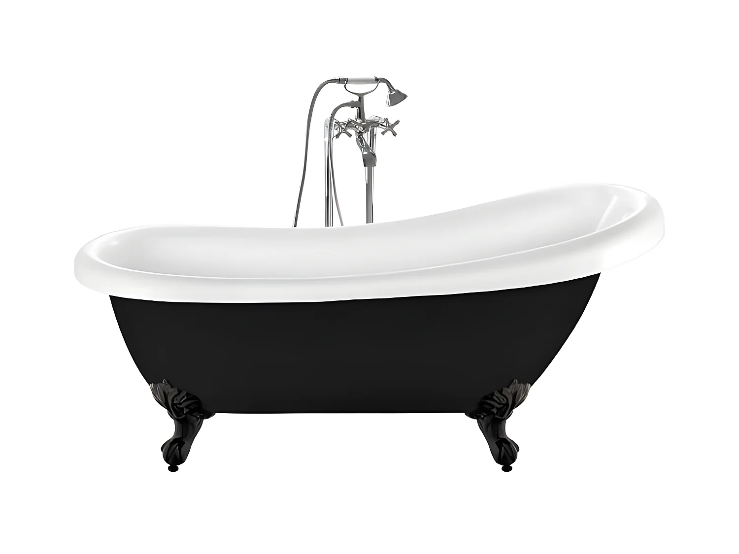 Bañera con patas RICHMOND NEGRA  171 cm patas ÁGUILA NEGRAS