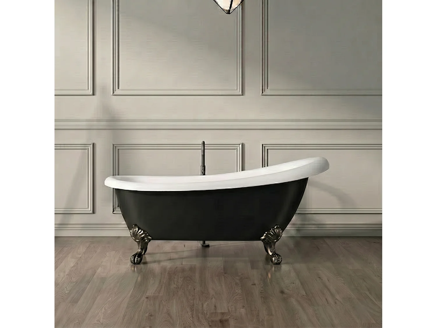 Bañera con patas RICHMOND NEGRA  171 cm patas ÁGUILA NEGRAS