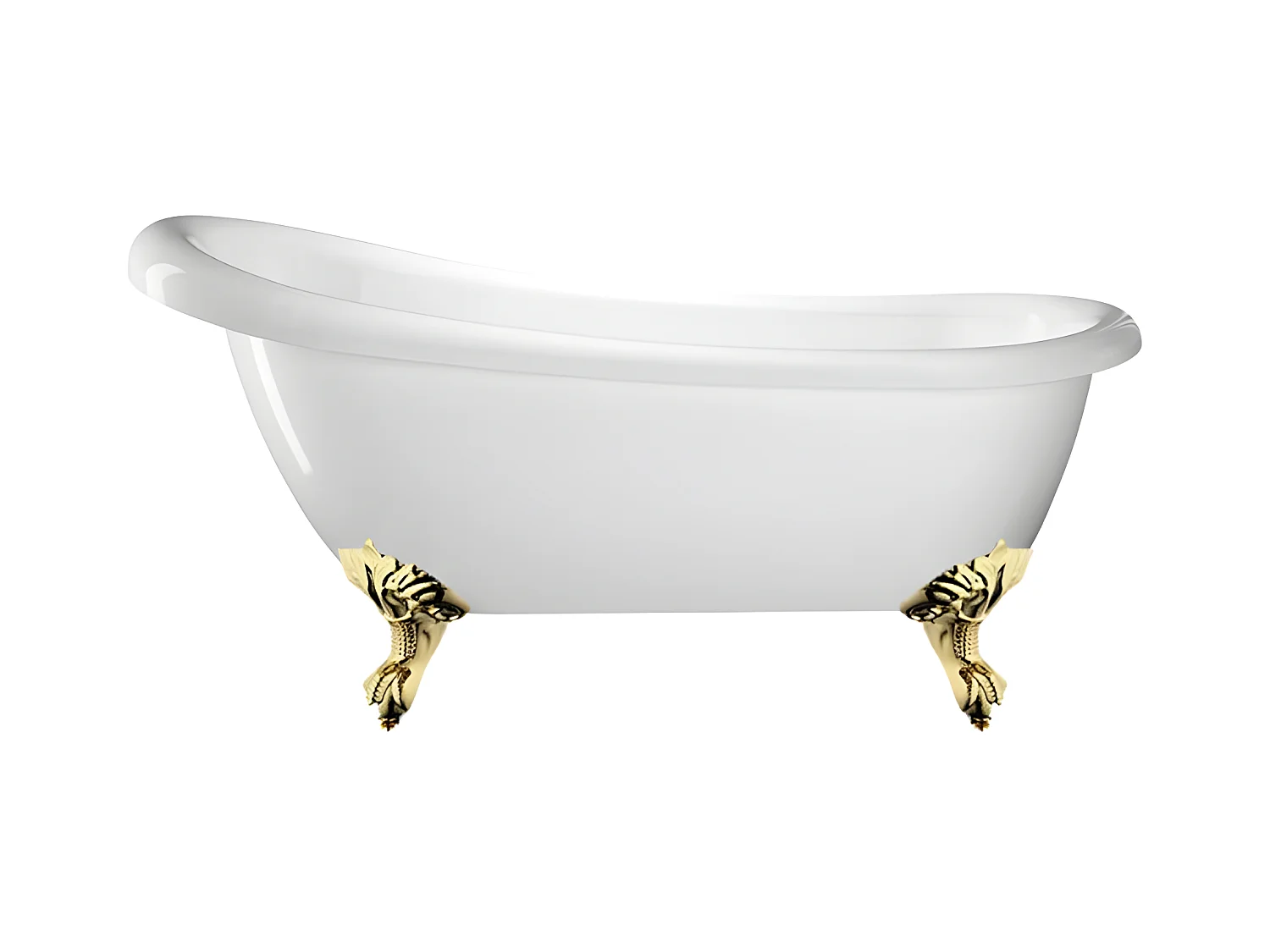 Baignoire ancienne rétro sur pieds RICHMOND Blanche 155 cm Pieds d'Aigle Dorés