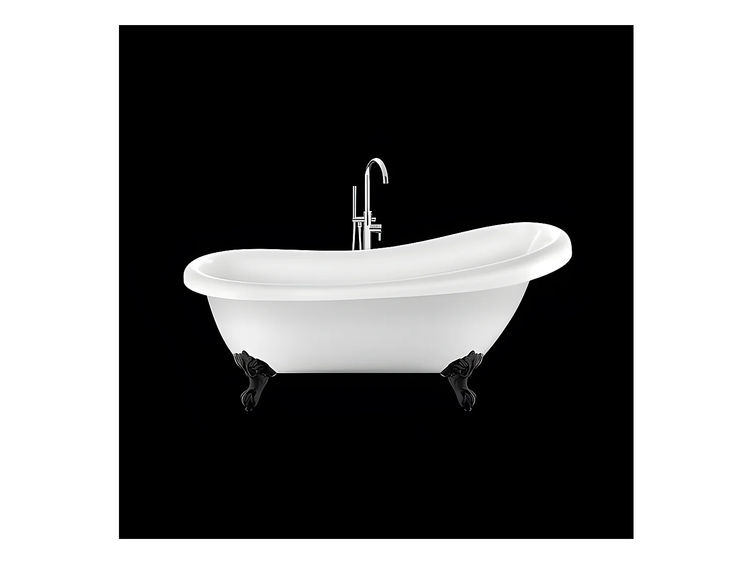Baignoire ancienne rétro sur pieds RICHMOND Blanche 155 cm Pieds d'Aigle Noirs