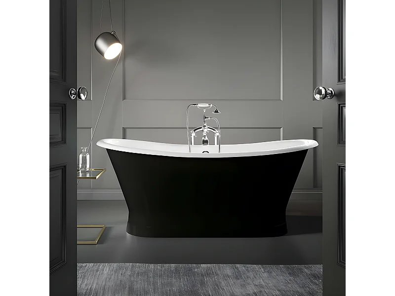 Baignoire sur socle en fonte émaillée COVENTRY Noire 173 cm Peinture noire (baignoire et socle)