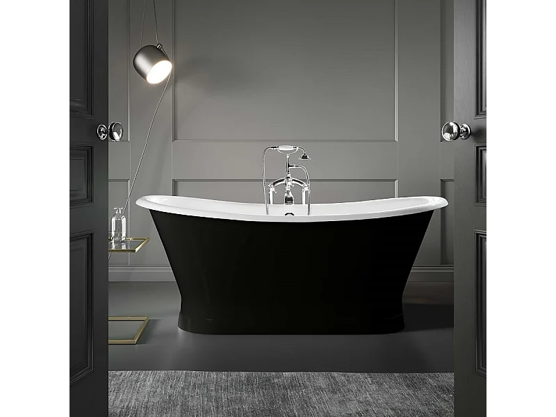 Baignoire sur socle en fonte émaillée COVENTRY Noire 173 cm Peinture noire (baignoire et socle)