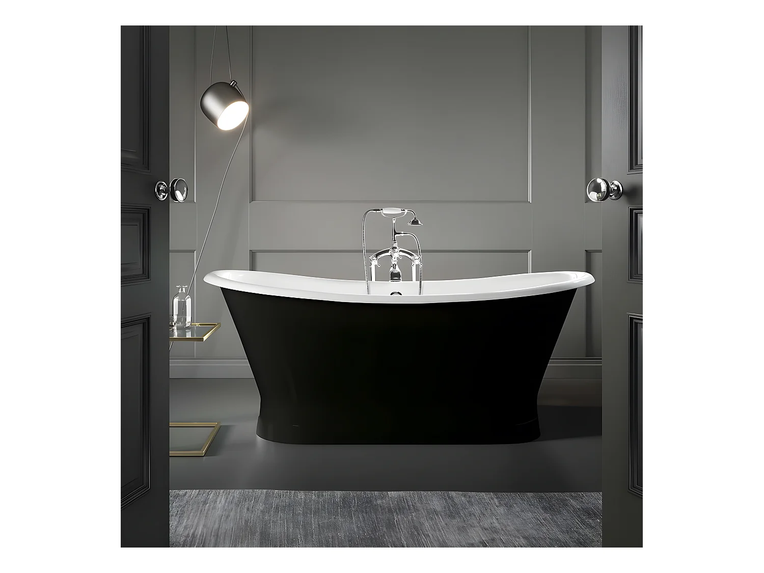 Baignoire sur socle en fonte émaillée COVENTRY Noire 173 cm Peinture noire (baignoire et socle)