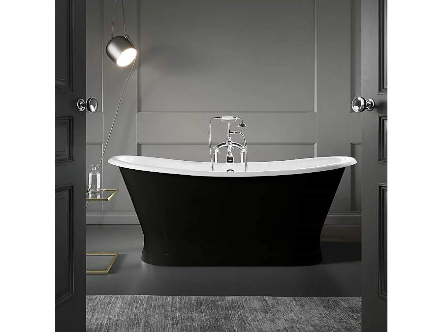 Baignoire sur socle en fonte émaillée COVENTRY Noire 173 cm Peinture noire (baignoire et socle)