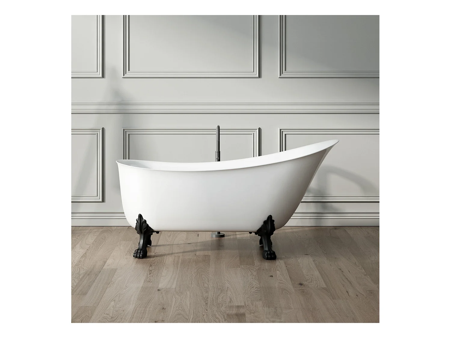 Baignoire ancienne rétro sur pieds BALMAIN Blanche 161 cm Pieds d'Aigle Dorés