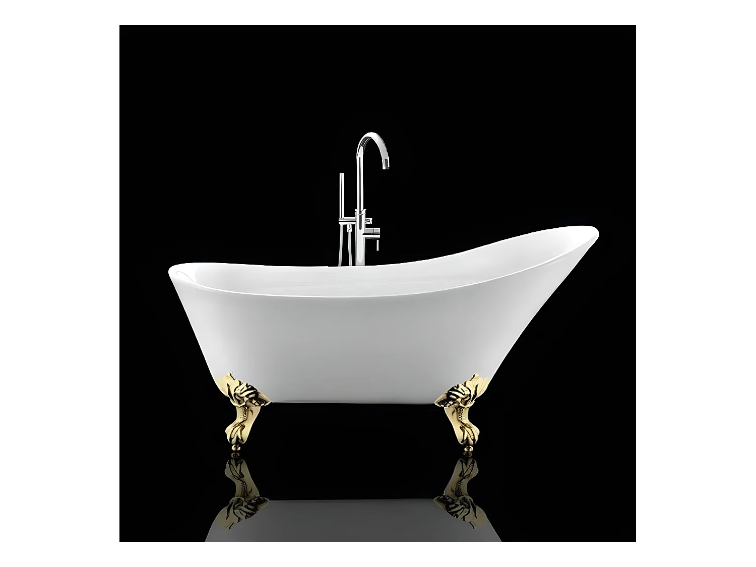 Baignoire ancienne rétro sur pieds BALMAIN Blanche 161 cm Pieds d'Aigle Dorés