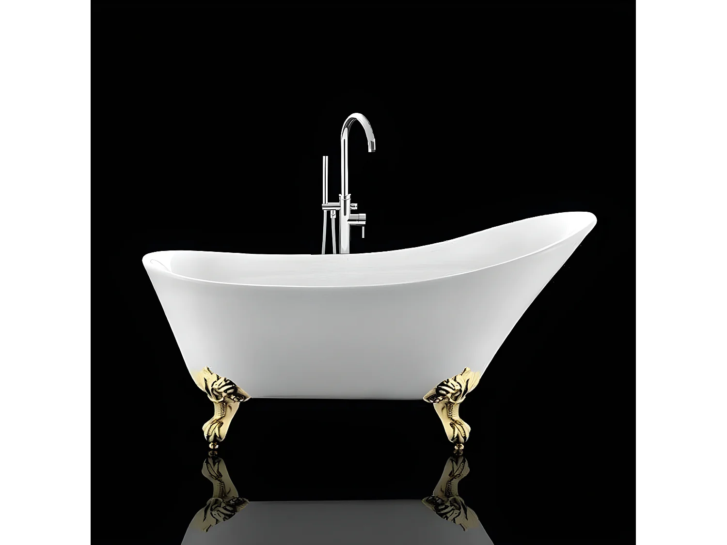 Freistehende Badewanne mit Füßen BALMAIN Adlerfüße GOLD 161 cm