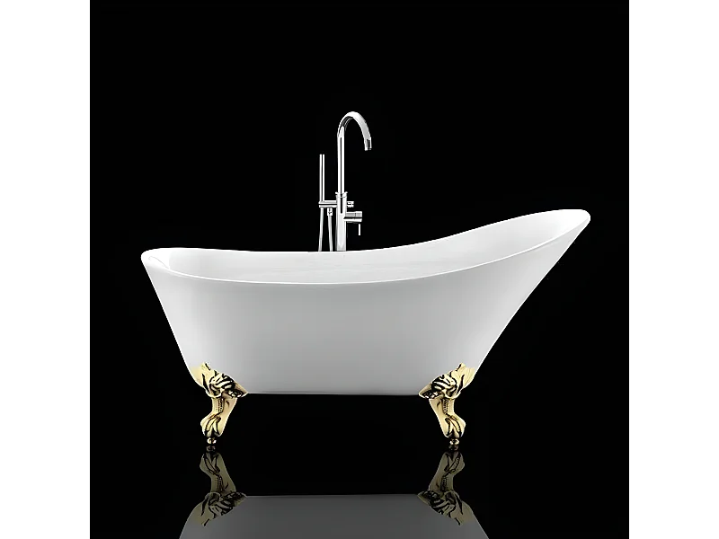 Freistehende Badewanne mit Füßen BALMAIN Adlerfüße GOLD 161 cm