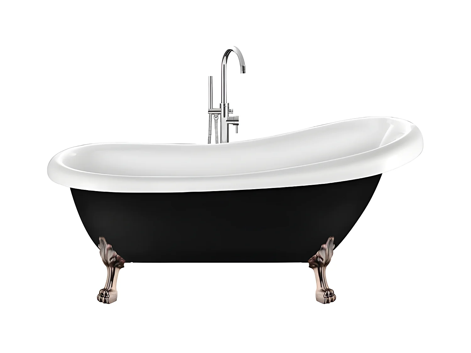 Baignoire ancienne rétro sur pieds RICHMOND Noire 171 cm Pieds de Lion Cuivre rouge vieilli