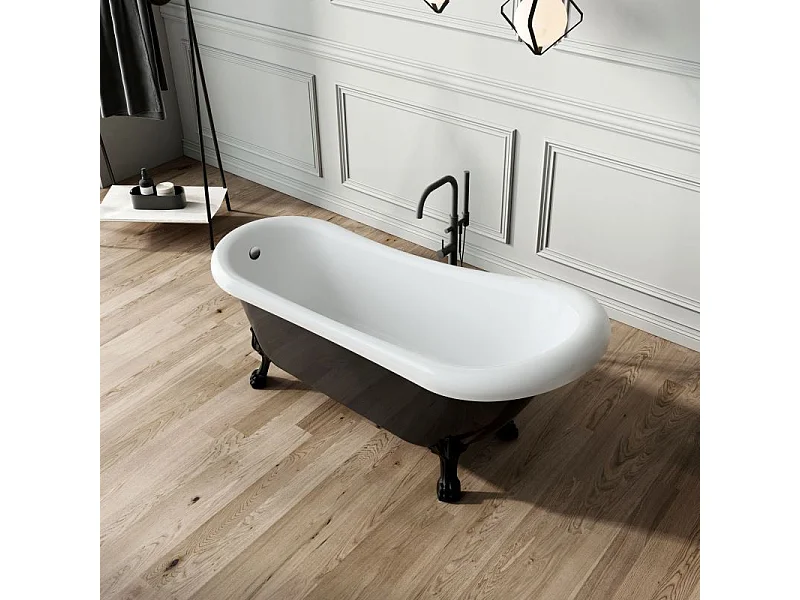 Bañera con patas RICHMOND NEGRA  171 cm patas LEÓN COBRE ENVEJECIDO