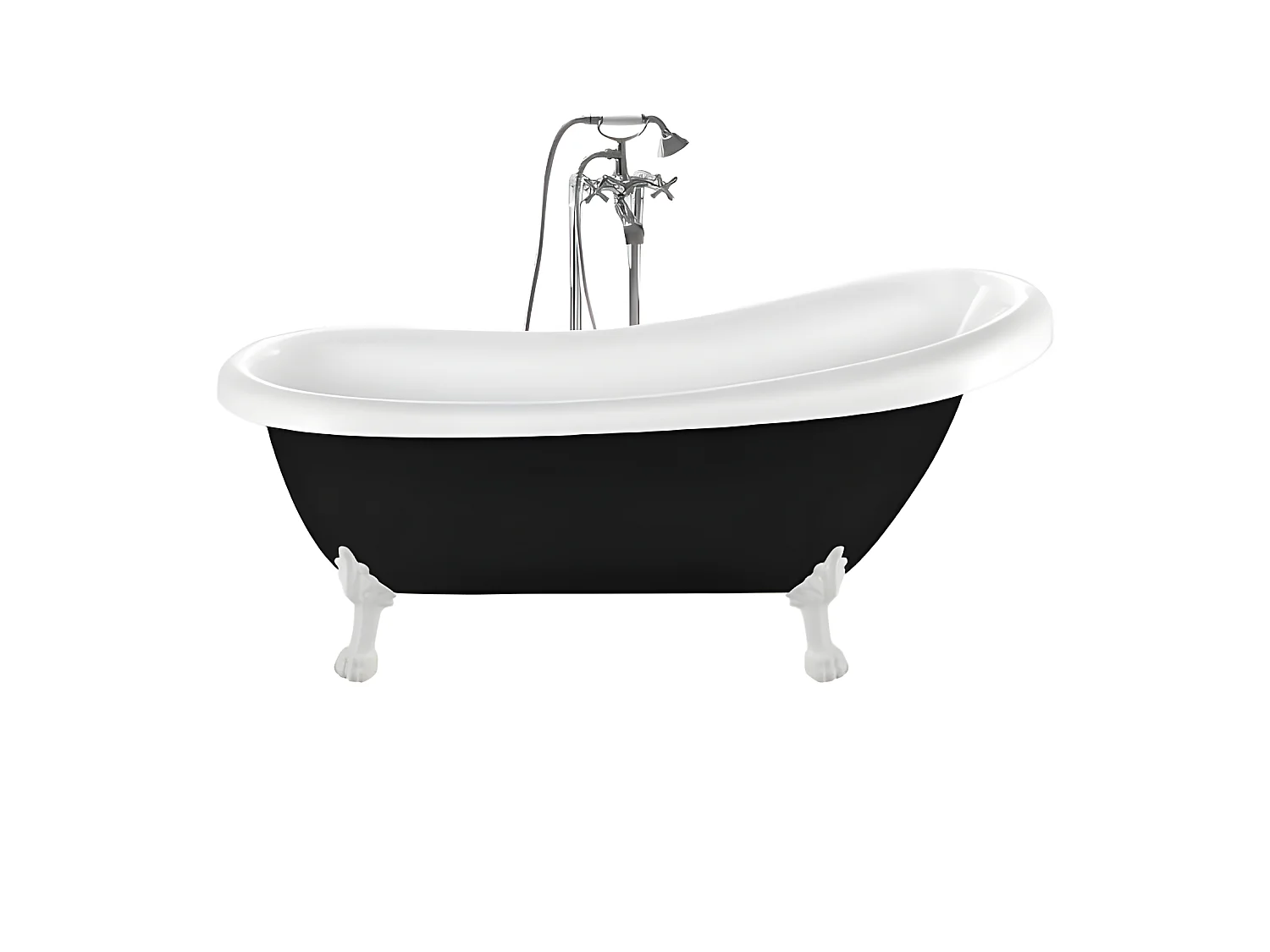 Baignoire ancienne rétro sur pieds RICHMOND Noire 171 cm Pieds de Lion Blancs