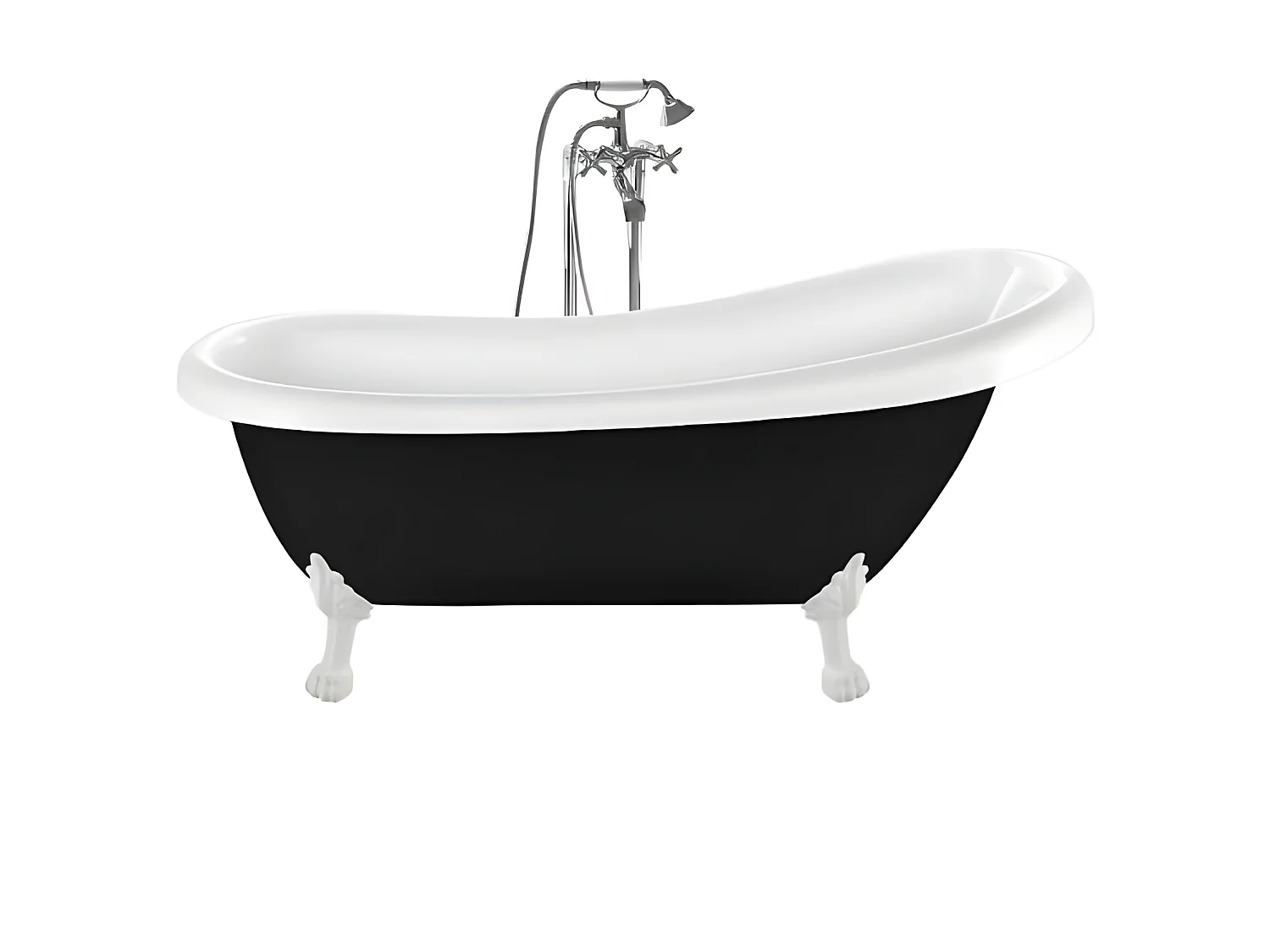 Baignoire ancienne rétro sur pieds RICHMOND Noire 171 cm Pieds de Lion Blancs