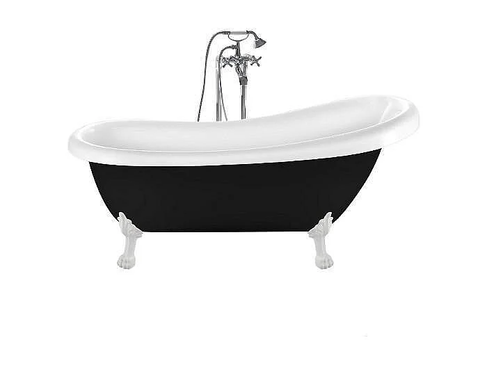 Baignoire sur pieds rétro RICHMOND Noire 171 cm Pieds de Lion Blancs