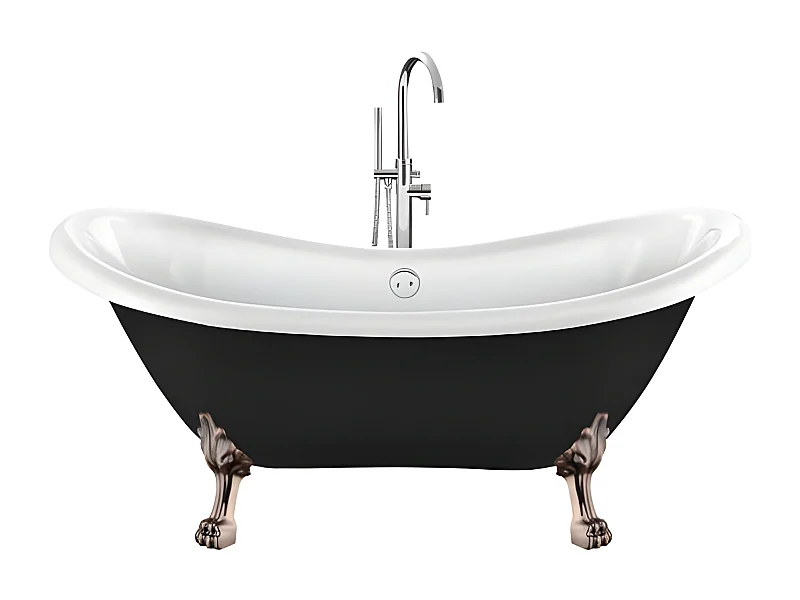 Vasca da bagno freestanding stile classico con piedini DARLINGTON nera 175 cm Piedini di leone Rame
