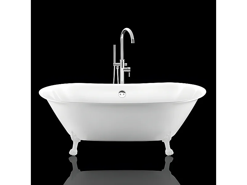 Freistehende Badewanne mit Füßen SURRY HILLS Löwenfüße WEISS 165 cm