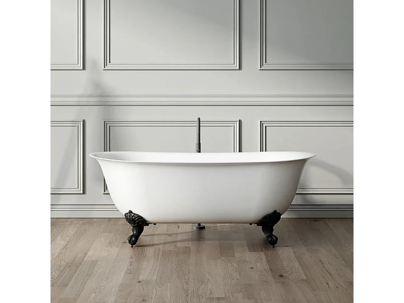 Freistehende Badewanne mit Füßen SURRY HILLS Löwenfüße WEISS 165 cm