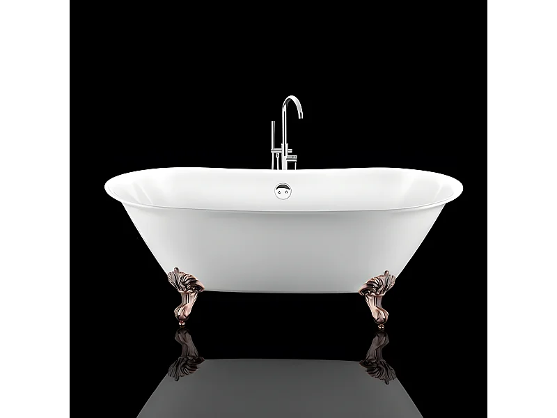 Vasca da bagno freestanding stile classico con piedini SURRY HILLS bianca 165 cm Piedini di aquila Rame