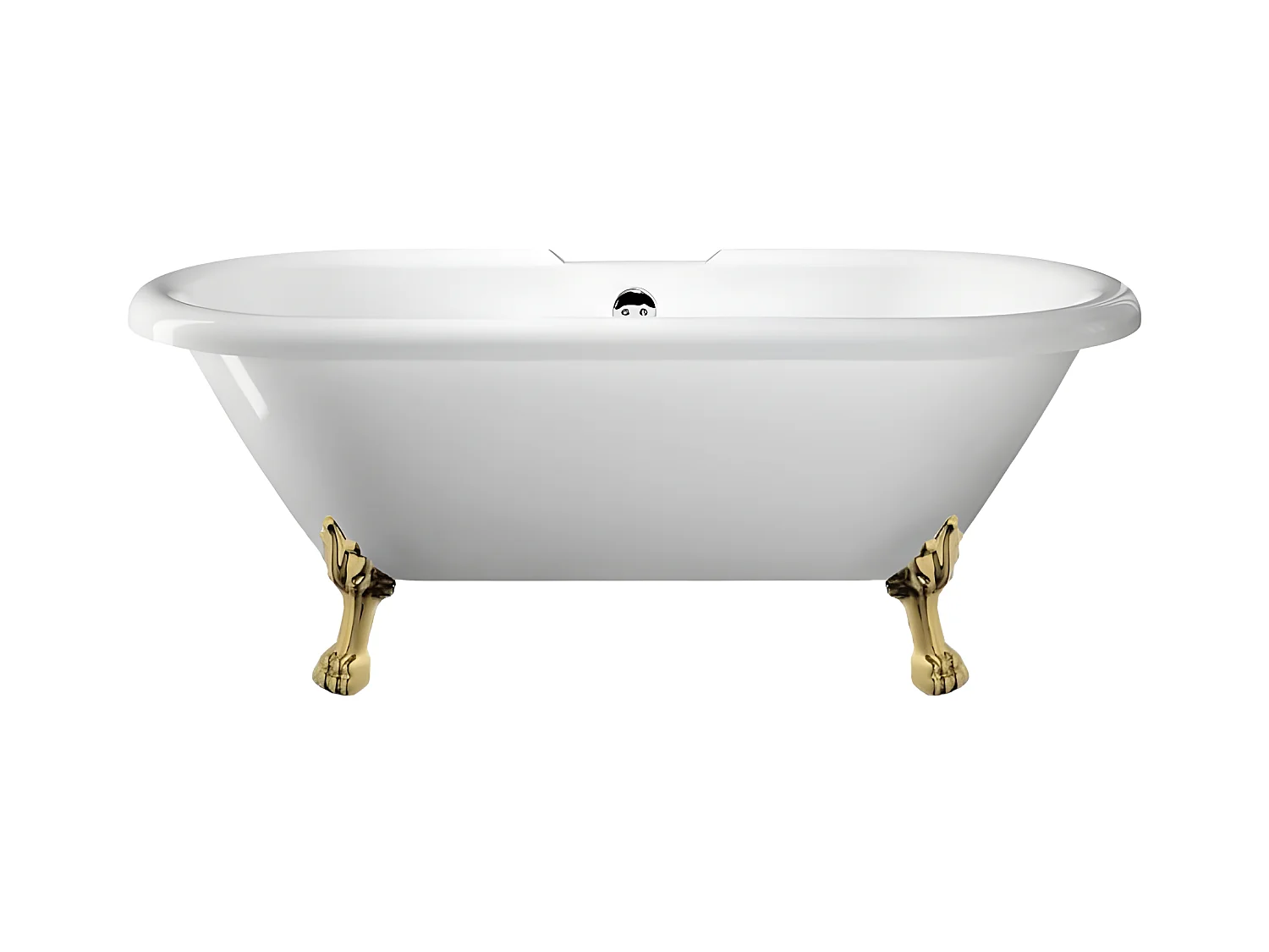 Freistehende Badewanne mit Füßen CHELSEA Löwenfüße GOLD 154 cm