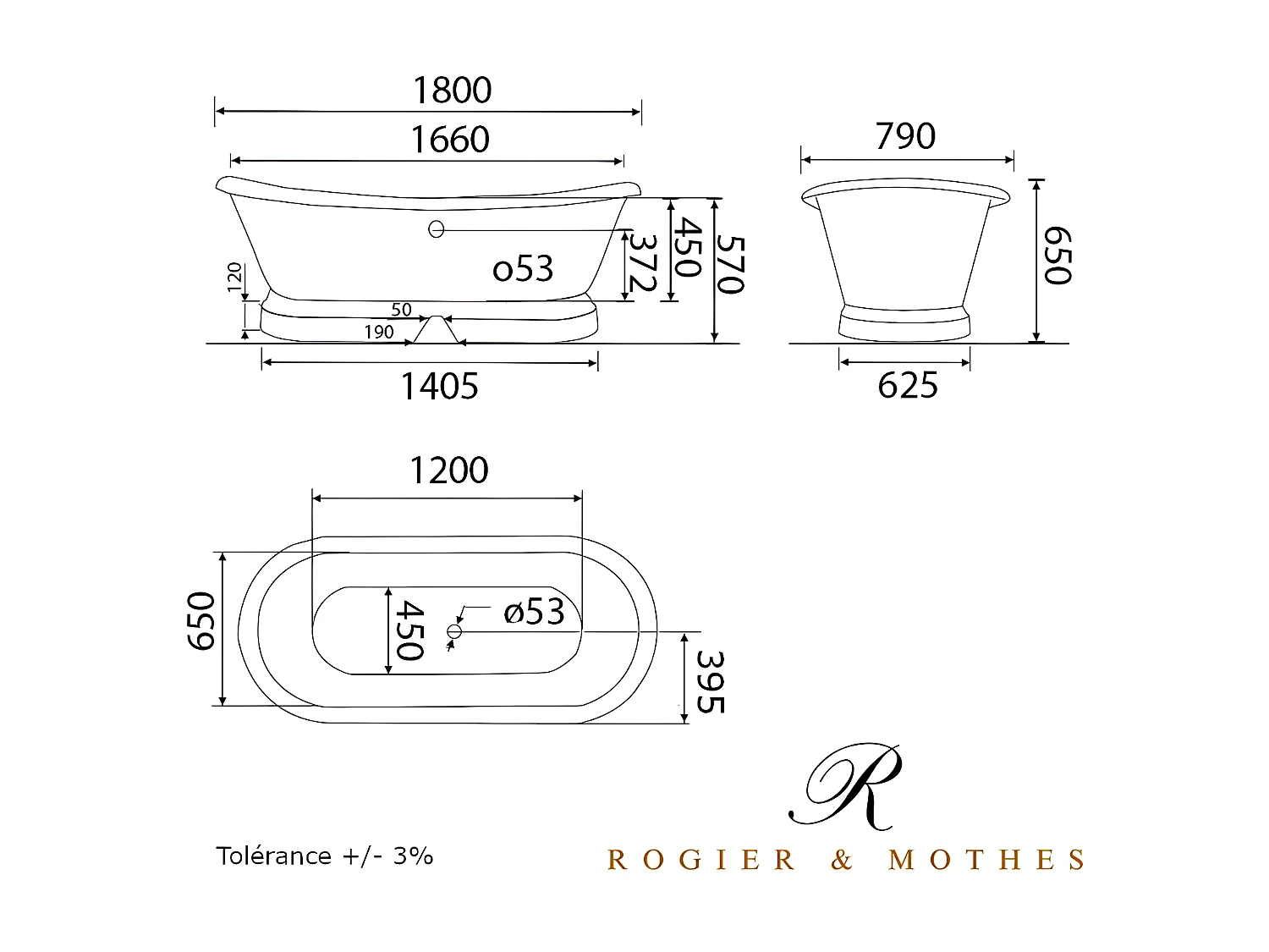 Bañera de Hierro SOUTHPORT blanca  180 cm