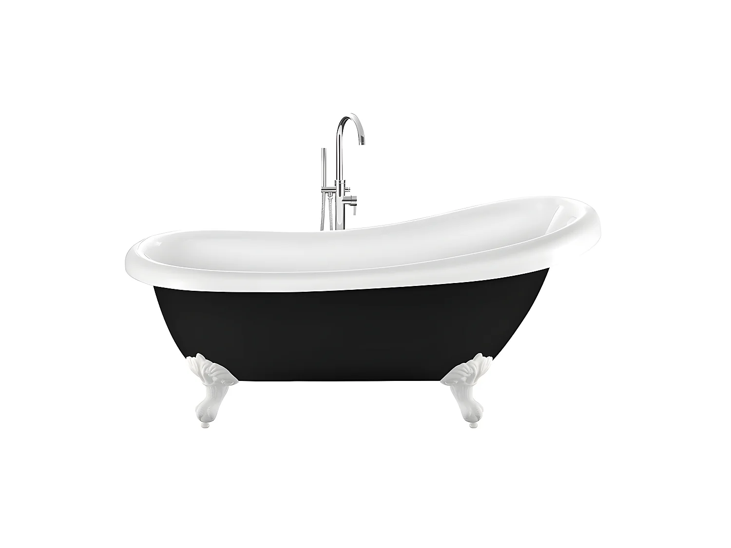 Freistehende Badewanne mit Füßen RICHMOND SCHWARZ Adlerfüße WEISS 171 cm