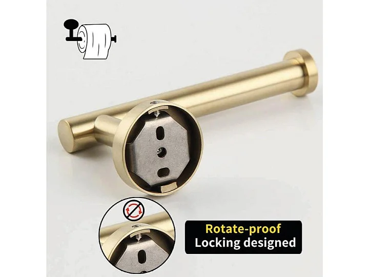 Conjunto CHARLES 30 dorado cepillado  Toallero + portarrollos + 1 percha