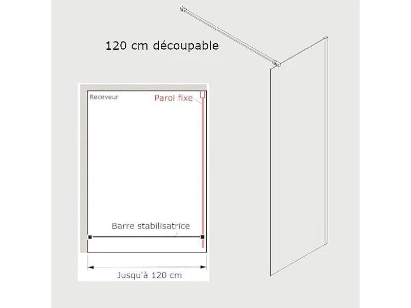 Barre de stabilisation paroi de douche 120 cm  Noir mat
