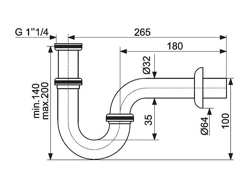 Sifone per lavandino retrò ABBOTT in ottone cromato