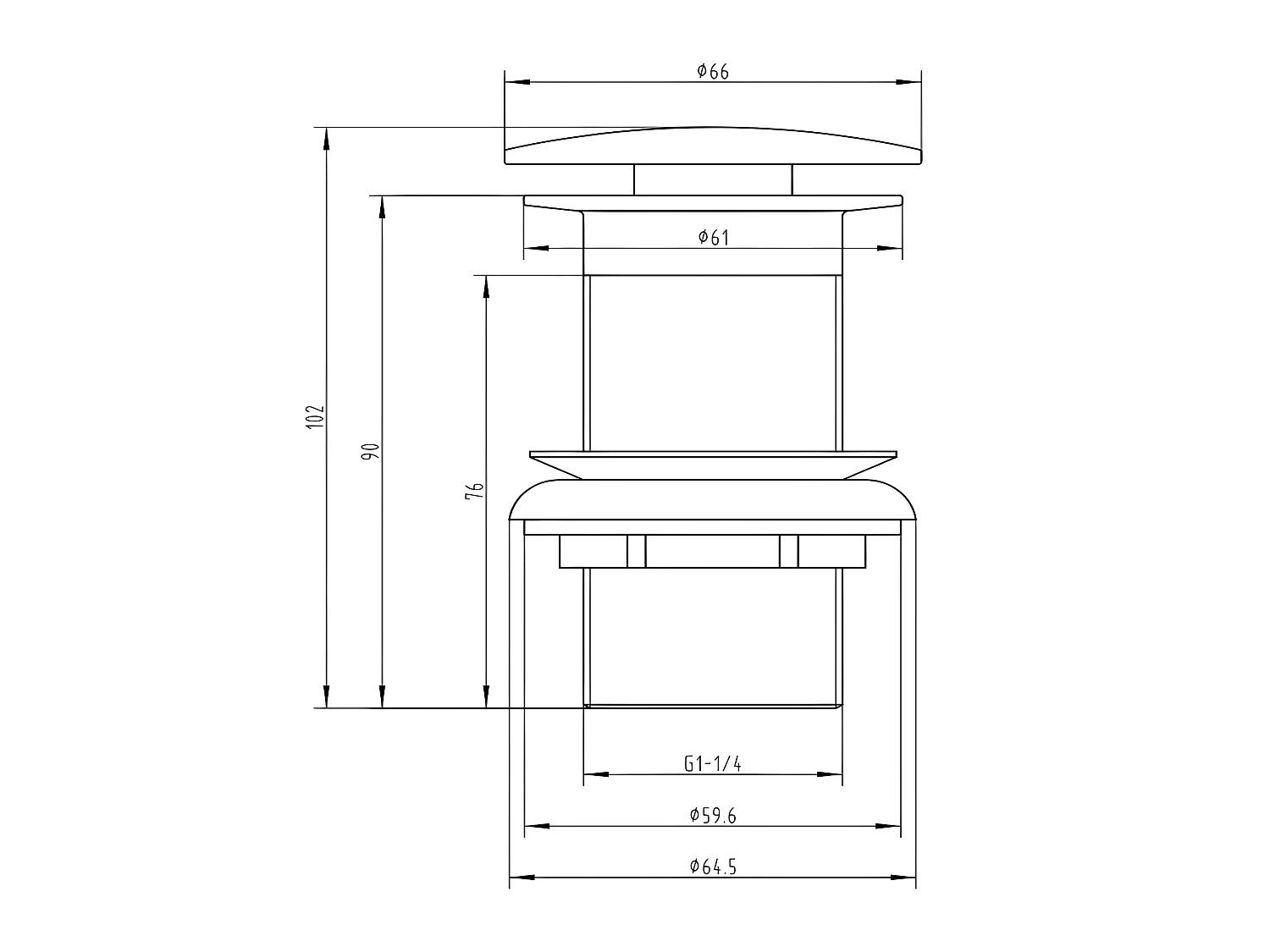 Ablaufventil für Waschbecken ohne Überlauf gold