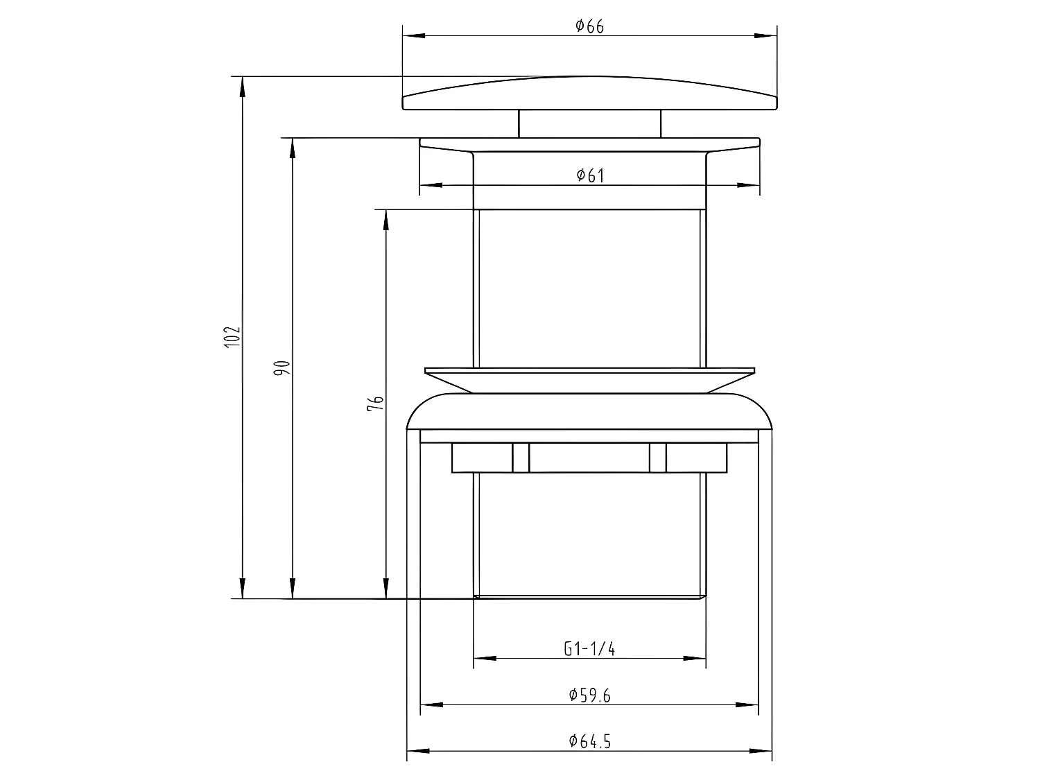 Bonde lavabo or brossé pour vasques sans trop-plein