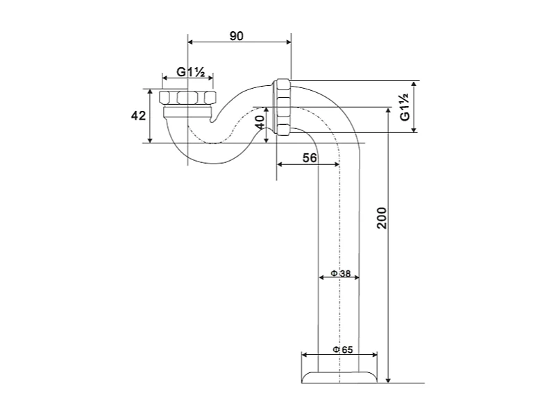 Siphon vertikal CRAWLEY für Gusseisen und Resicryl® Retro-Badewannen schwarz